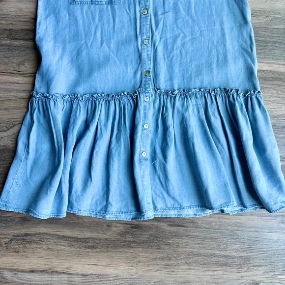 NWT Zara Chambray Button-Down Drop Waist Shirt Dress withRuffle Hem Size XS - Picture 8 of 11